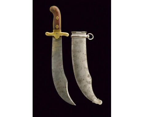 dating: Second half of the 19th Century provenance: Piedmont, Wide, curved, single-edged blade with hollow tip. Brass hilt wi