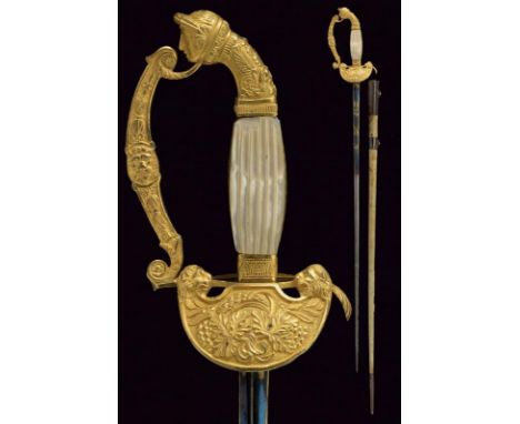 dating: Early 19th Century provenance: Piedmont, Straight blade of triangular section, first part engraved and gilded with tr