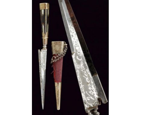 dating: circa 1900 provenance: Corse, Triangular, single-and false-edged blade, engraved with motto 'Vendetta Corsa' among fl