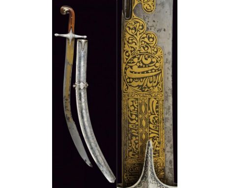 dating: 18th Century provenance: Ottoman Empire, Wide, curved, single-and false-edged blade with groove on the back, areas wi