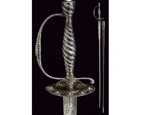 dating: Early 19th Century provenance: Naples, Straight, colichemarde blade, first wide and engraved with a sun, floral and g
