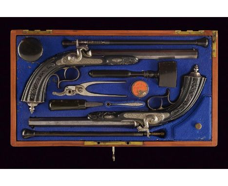 dating: Mid 19th Century provenance: Paris, Octagonal, rifled, 11 mm cal. barrels, signed 'Firmin a ParisSr. de Caron Arq. de