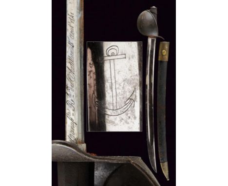 dating: Second quarter of the 19th Century provenance: France, Large, curved, single-and short false-edged blade, with fuller