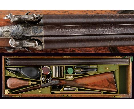 dating: Mid 19th Century provenance: England, Round, smooth, 18 mm cal. barrels, with remains of finishing and provided with 