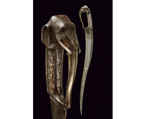 dating: 20th Century provenance: India, Blade of typical shape, damascened, with strong tip of lozenge section, wide first pa