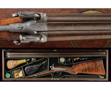 dating: Mid 19th Century provenance: London, Smooth-bore, round, finished, 17 mm cal. barrels, with rib signed 'J. Blanch Lon