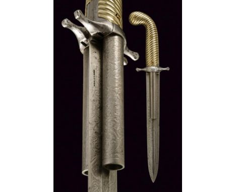 dating: Mid 19th Century provenance: France, Straight, double-edged blade, with central fuller, finely engraved with rinceaux