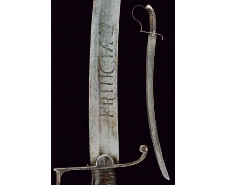 dating: First half of the 19th Century provenance: Europe, Wide, curved, single-and false-edged blade with large fuller, insc