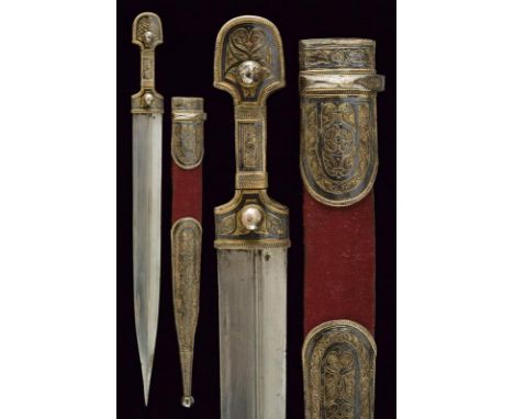 dating: Late 19th Century provenance: Caucasia, Wide, straight, double-edged blade with asymmetric groove. Hilt covered with 