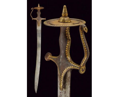 dating: Early 19th Century provenance: India, Interesting, slightly curved, single-and short false-edged blade, in damask, of