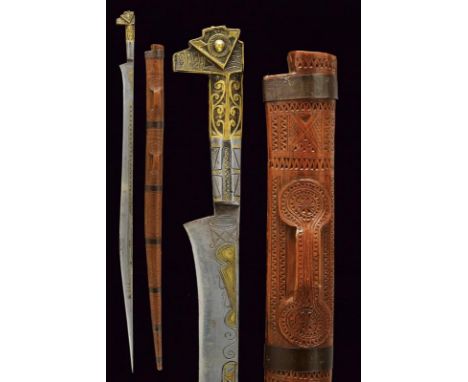 dating: 19th Century provenance: Algeria, Strong, straight, single-edged blade, with geometrical engravings next to the back 