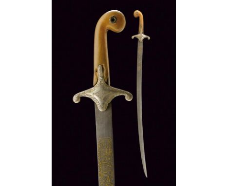 dating: Second half of the 19th Century provenance: Turkey, Slightly curved, single-edged blade, the base with engraved carto