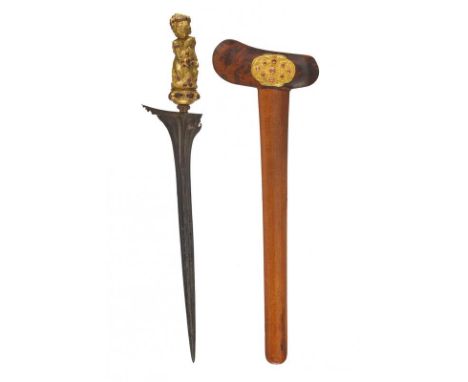 dating: Late 19th Century provenance: Bali, Straight, double-edged blade, in fine pamor, with single, central raiser that tri
