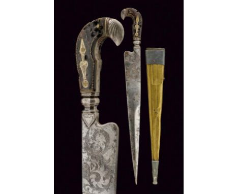 dating: 19th Century provenance: Sicily, Straight, single-and false-edged blade with long tang, engraved with floral motifs. 