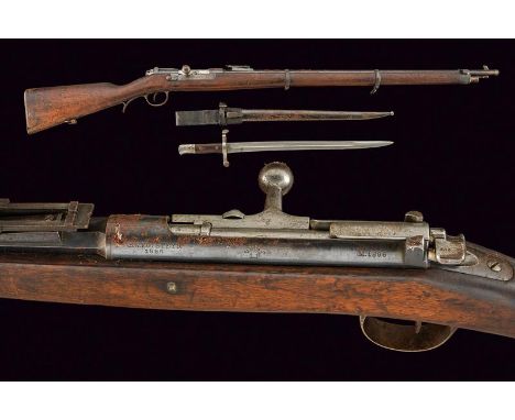 dating: 1875-1890 provenance: Portugal, Round, rifled, 8 mm cal. barrel, with octagonal breech, with fore-sight, foldaway rea