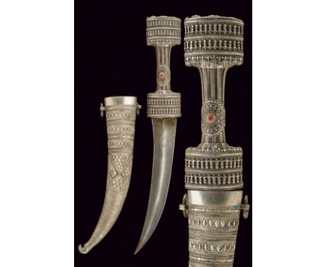 dating: circa 1900 provenance: Arabian Peninsula, Curved, double-edged blade with central raiser; hilt completely covered wit