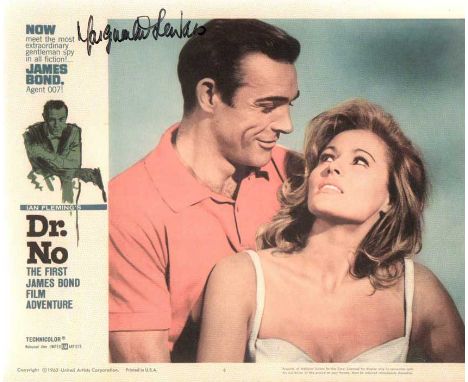 Marguerite LeWars autographed James Bond print. Print, measuring 16x12 inches taken from a lobby card for the James Bond film