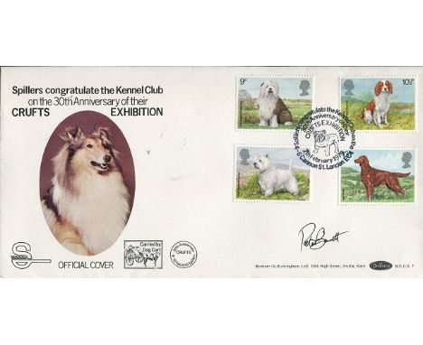 BENHAM CRUFTS SIGNED: Benham BOCS7 CruftsDog Show FDC signed by Peter Barrett who designed the stamps used on this cover Goo