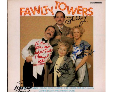 Fawlty Towers cast signed record. LP of the Fawlty Towers soundtrack, signed on the front of the record sleeve by John Cleese