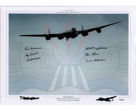 Dambuster Veterans Signed Print. Stunning limited edition 16x12 photograph autographed by Dambuster veterans Les Munro, Ray G