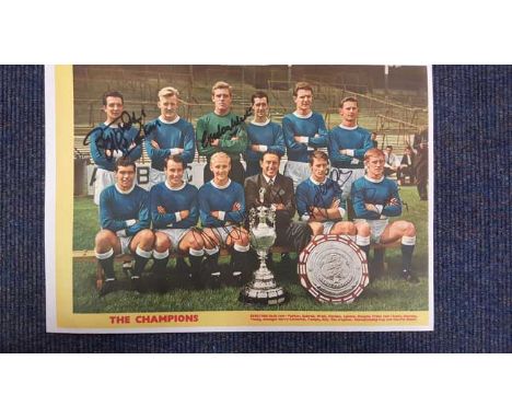 Everton FC signed print. Nice 16x12 inch colour print of the Everton team from 1963, signed by Alex Parker, Gordon West, Alex