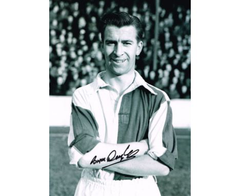 Bryan Douglas autographed football photo. High quality black and white 16x12 inch photograph autographed by former Blackburn 