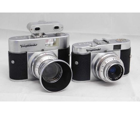 A Voigtlander Vito B with Voigtlander lens hood and a Voigtlander range finder; together with a Voigtlander Vito B, (2)