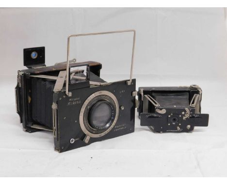 A Plaubel Makina folding camera and an Ensign 'Ensignette', (2)