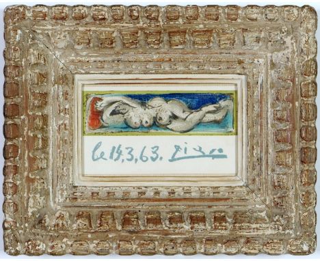 PABLO PICASSO, Lying Nude - 1963, original lithograph, signed and dated in the plate, printed by Mourlot Atelie, Montparnasse