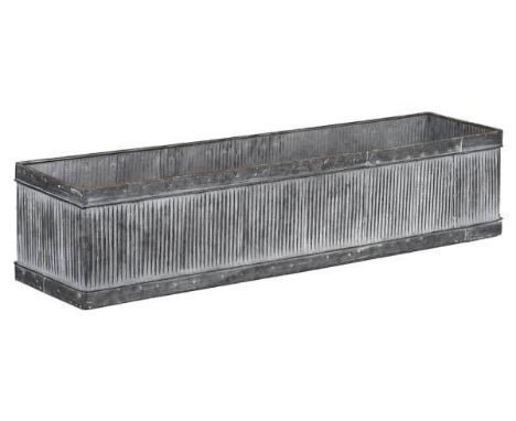 PLANTER TROUGHS, a pair, galvanised metal, 20cm x 90cm x 20cm