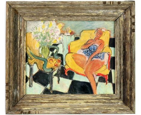 HENRI MATISSE, Jeune Femme, signed in the plate, off set lithograph 1946, French vintage frame, 26cm x 21cm.