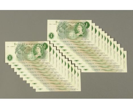 Twenty three x Bank of England £1 notes, series "C" portrait issue, Chief Cashier L K O'Brien, to include some short consecut