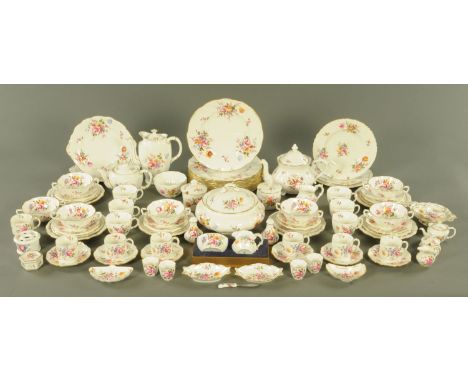 An extensive Royal Crown Derby "Derby Posies" dinner tea and coffee service, comprising 9 dinner plates, 6 dessert plates, la