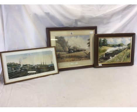 2 F/G RAILWAY PRINTS  OIL OF STEAM TRAIN