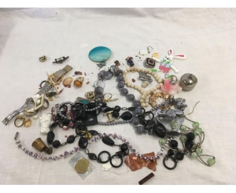 BOX OF COSTUME JEWELLERY &amp; A LIGHTER