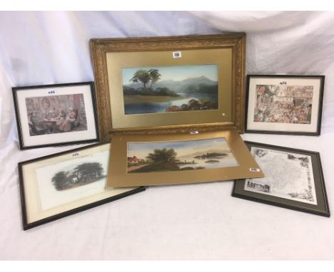 QTY OF F/G PRINTS &amp; GILT FRAMED PICTURE OF MOUNTAIN SCENE