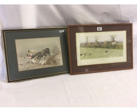 CECIL ALDIN, COLOUR PRINT OF THE BLACKMORE VALE TOGETHER WITH AN ANTIQUE EQUESTRIAN PRINT OF TWO RACEHORSES AND RIDERS