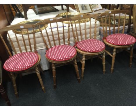 4 PINE STICK BACK KITCHEN CHAIRS 