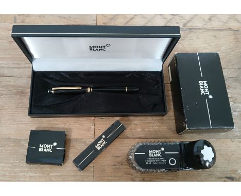 MONTBLANC, a Meisterstuck fountain pen with 14K nib, boxed with accessories and also with spare ink.