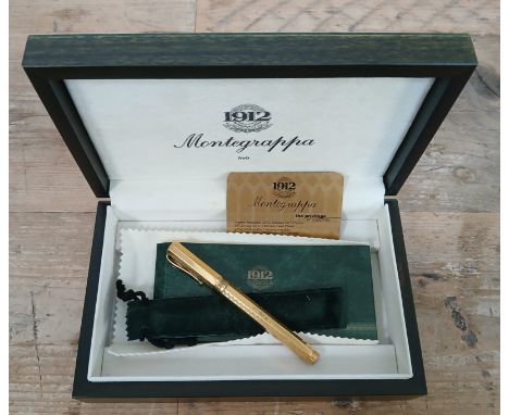 MONTEGRAPPA, a silver gilt fountain pen with 18ct gold nib, box and booklet etc.
