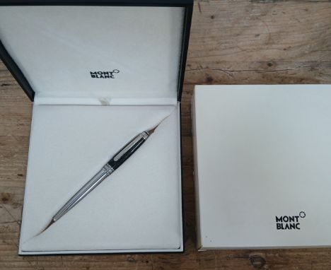 MONTBLANC, a Carbon Steel Meisterstuck rollerball pen, boxed with booklet.