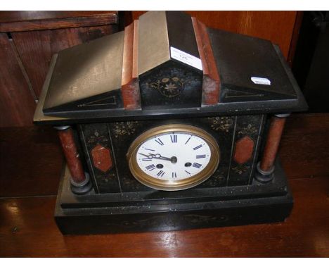 Victorian slate and marble mantel clock 