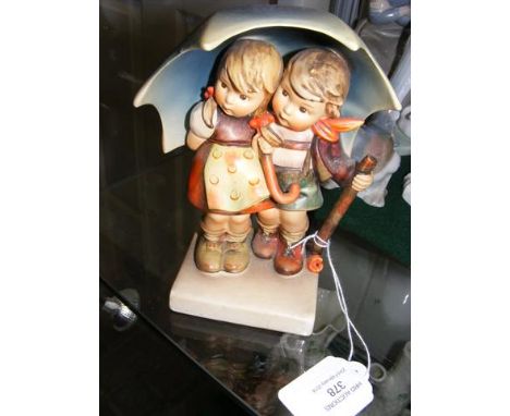 Large Hummel figure - boy and girl under umbrella - 16cm high 