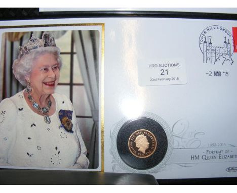 The Queen Elizabeth II Portrait 22ct Gold Proof Sovereign Presentation Cover 