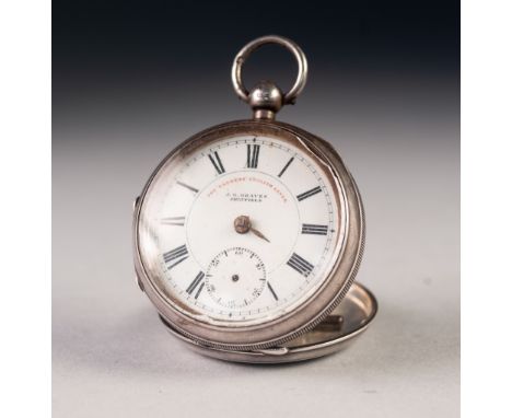 J.G. GRAVES, SHEFFIELD 'THE EXPRESS ENGLISH LEVER' OPEN FACE SILVER CASED POCKET WATCH, with keywind movement, white enamel d