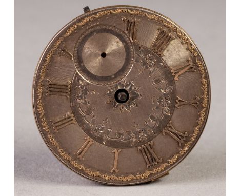 THOMAS ALLCOCK, SANDBACH NINETEENTH CENTURY POCKET WATCH MOVEMENT AND THE FANCY SILVER AND GOLD ENGINE TURNED ROMAN DIAL with