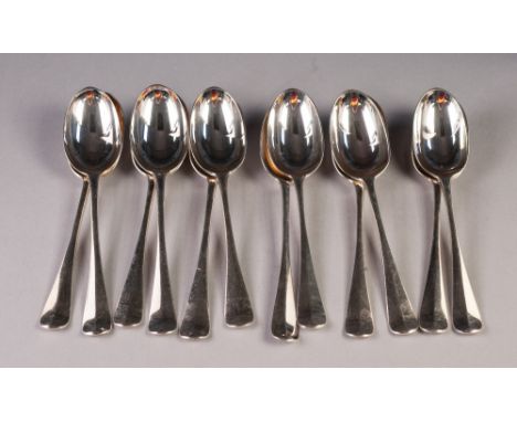 SET OF TWELVE LATE VICTORIAN SILVER RAT TAIL PATTERN DESSERT SPOONS, London 1896, 20oz all-in