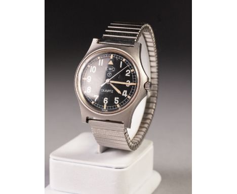 GENT'S C.W.C. MILITARY WRIST WATCH, with quartz movement, black circular dial with Arabic luminous numerals, in stainless ste
