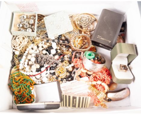 QUANTITY OF LADIES COSTUME JEWELLERY, including a STYLISH DANSK SMYKKEKUNST, ELECTROPLATED BROOCH, SIX WRIST WATCHES, two wit