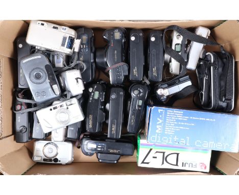 A Tray of Fuji Compact Film Cameras, comprising 24 approx examples, models include Nexia 230 ixz, DL-7, DL-10, DL-60, DL-800 